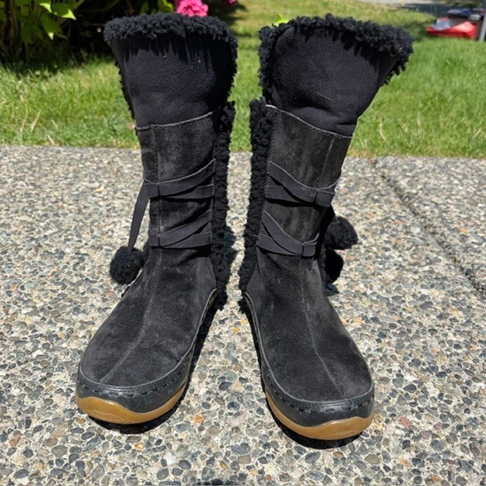 The North Face Black Leather Primaloft Insulation Women Side Zip Boot Sz 6